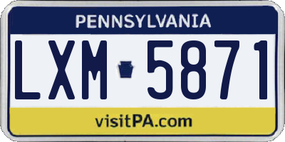 PA license plate LXM5871