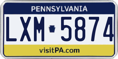 PA license plate LXM5874