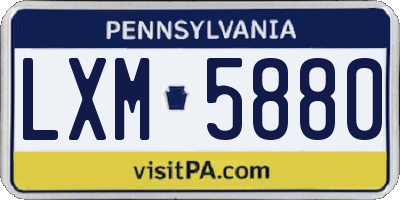 PA license plate LXM5880