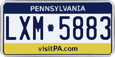 PA license plate LXM5883