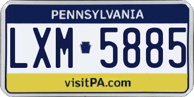 PA license plate LXM5885
