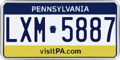 PA license plate LXM5887