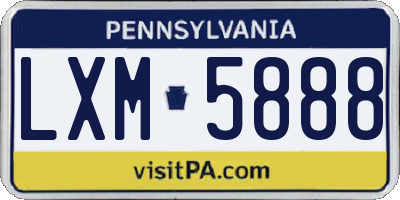 PA license plate LXM5888