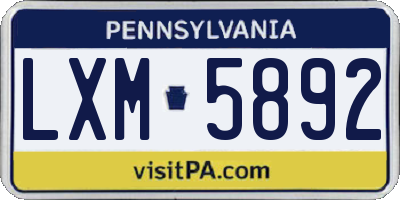 PA license plate LXM5892