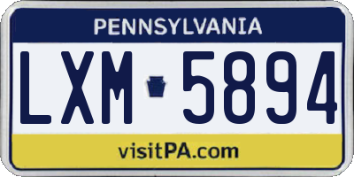 PA license plate LXM5894