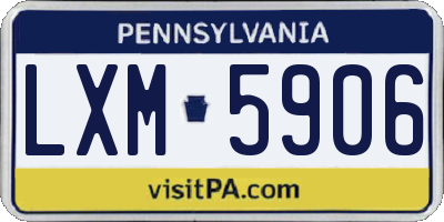 PA license plate LXM5906