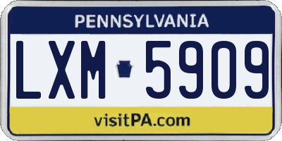 PA license plate LXM5909