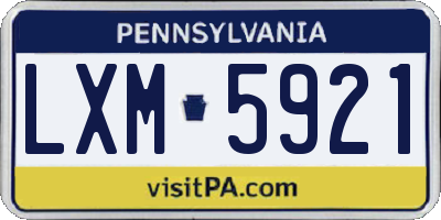 PA license plate LXM5921