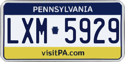 PA license plate LXM5929