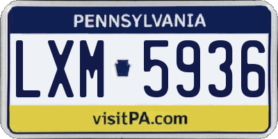 PA license plate LXM5936