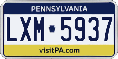 PA license plate LXM5937
