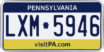 PA license plate LXM5946