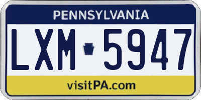 PA license plate LXM5947