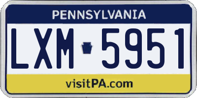 PA license plate LXM5951