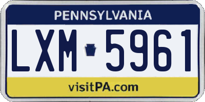 PA license plate LXM5961