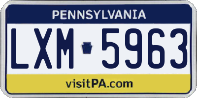 PA license plate LXM5963