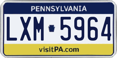 PA license plate LXM5964