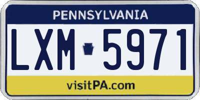 PA license plate LXM5971