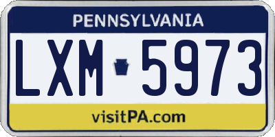 PA license plate LXM5973