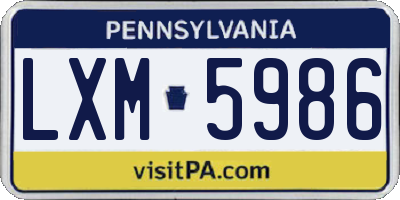 PA license plate LXM5986