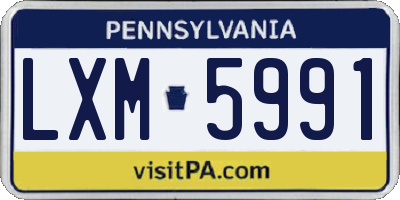 PA license plate LXM5991