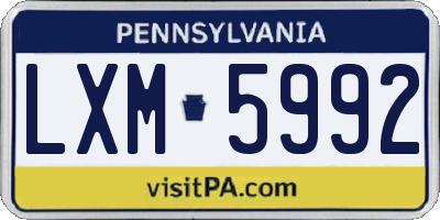 PA license plate LXM5992