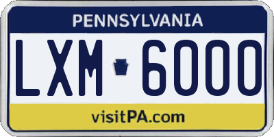 PA license plate LXM6000