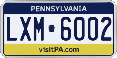 PA license plate LXM6002