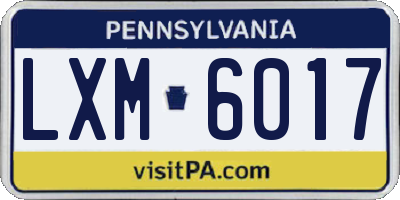 PA license plate LXM6017