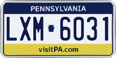 PA license plate LXM6031
