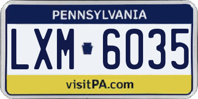 PA license plate LXM6035