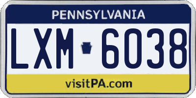 PA license plate LXM6038