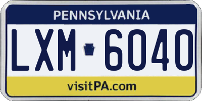 PA license plate LXM6040