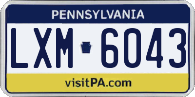 PA license plate LXM6043