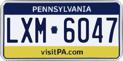 PA license plate LXM6047