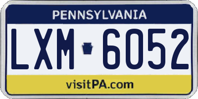 PA license plate LXM6052