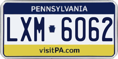 PA license plate LXM6062
