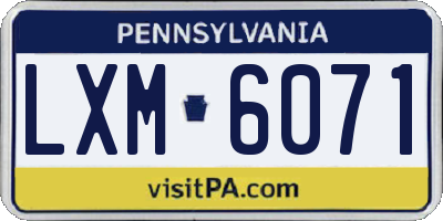 PA license plate LXM6071