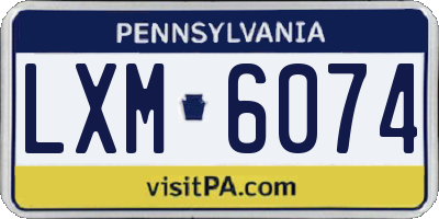 PA license plate LXM6074