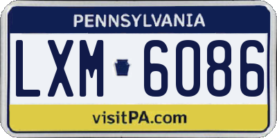 PA license plate LXM6086