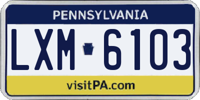 PA license plate LXM6103