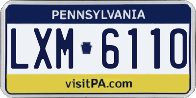 PA license plate LXM6110