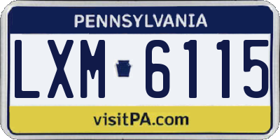 PA license plate LXM6115