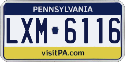 PA license plate LXM6116