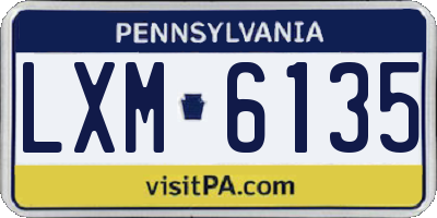 PA license plate LXM6135