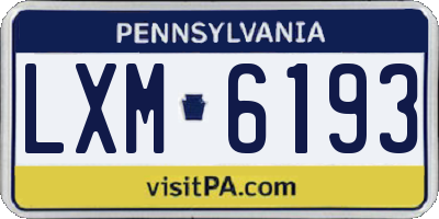 PA license plate LXM6193
