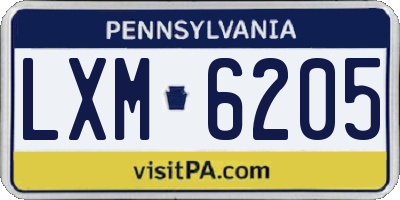 PA license plate LXM6205