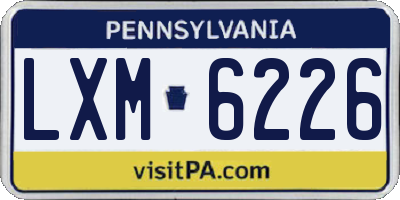 PA license plate LXM6226