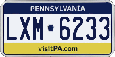 PA license plate LXM6233