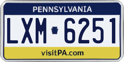 PA license plate LXM6251
